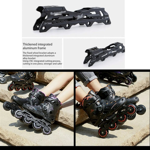 Unisex Inline Skates For Beginners, Adjustable Roller Skates For Gals And Guys, White, Size 5.5, displaying durable frame and smooth wheels