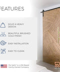 18 Inch Brushed Brass Vintage Gold Barn Door Handle Kit with Solid Aluminum Pulls for Closet and Sliding Doors