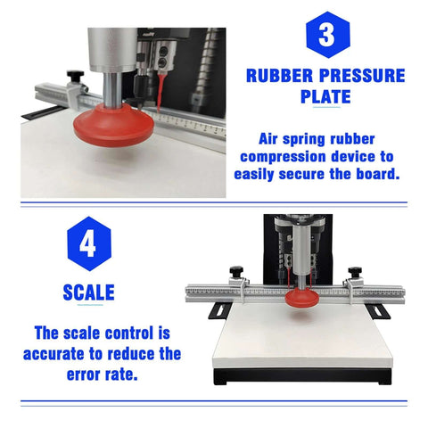 BEILOCKERY 110V 1100W hinge drilling machine for cabinet doors; portable electric hinge drill with red rubber suction pad.
