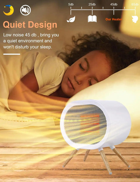 Child sleeping next to Portable 1000W Ceramic Space Heater For Home And Office With 3 Modes PTC Ceramic Heating Overheat Protection