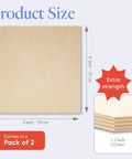 12 Mm Baltic Birch Plywood Sheets 1/2 X 8 X 8 Inch Pack Of 2 B/BB Grade Craft Wood showing size and strength features