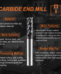 Five Eighths Inch Four Flute Square End Mill With Forty Five Degree Helix Carbide End Mill Pro Grade AlTiCrN Coated for metalworking