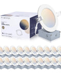 Premium Real Deal 4 Inch Led Recessed Lights 20 Pack Dimmable Wafer Canless Ceiling Fixtures showcasing lights and packaging.