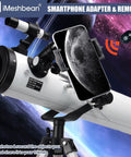 Portable 76mm Aperture 700mm Focal Length Reflector Telescope With AZ Mount For Beginners, phone adapter attached