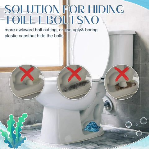 2 Pack Sea Turtle Toilet Bolt Caps Decorative Ceramic Screw Covers installed on white toilet in bathroom setting