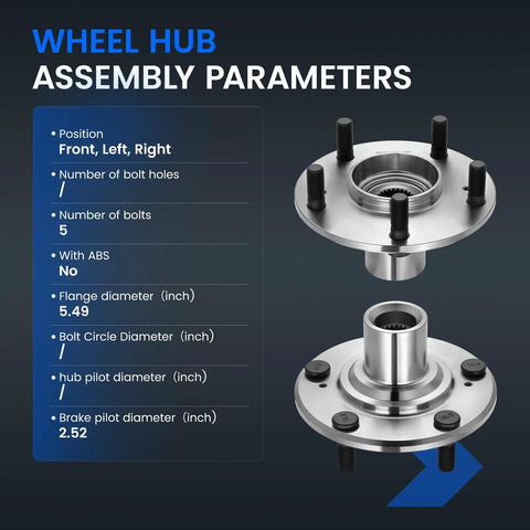 Wheel hub assembly parameters for Straight Up Heavy Duty Front Wheel Hub And Bearing Assembly Kit For Honda Civic 2012 To 2015.