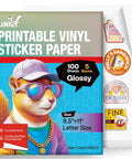 Kickass Premium Glossy Printable Vinyl Sticker Paper Hits Every Color Perfect For Your Inkjet Or Laser Printer 8.5 X 11 pack with squirrel design.