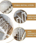 Rock Solid White Wrought Iron Handrail U Shaped Guardrail Wall Mounted Indoor Outdoor Stair Support Bar Heavy Duty Anti Rust Safety Railing Built Like A Tank For Villa And Loft on staircase, showcasing stable installation and wrought iron craft.