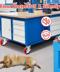 6 Inch Industrial Grade Caster Wheels Set Of 4, Heavy Duty Polyurethane Casters With Dual Ball Bearing on a blue cart