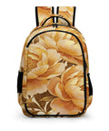 Vintage Metallic Floral Printed Unisex Backpack With Large Capacity Durable Polyester Daypack For Travel School And Everyday Use