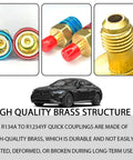 R1234YF To R134A AC Conversion Kit With Quick Coupler Adapters For High And Low Side, brass fittings in blue and red