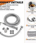 Upgraded 6Ft Premium Steam Dryer Hose Installation Kit with 6 Stainless Steel Hoses, 1 Foot Inlet Adapter Hose, and Brass Y Connector