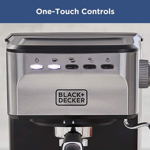 Front view of Semi-Automatic Espresso Machine With 15 Bar Pressure, Grounds Or ESE Pods Compatible, Built-In Milk Frother