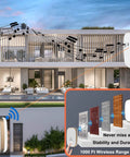 Image of Wireless Doorbell With 1000ft Range And 5 Volume Levels Including Mute Mode, LED Halo, installed on modern house.