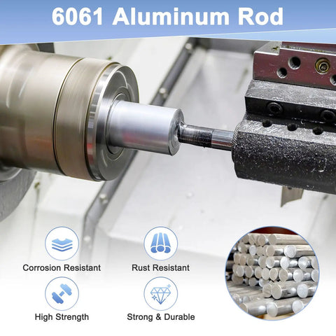 2 Pack Round Aluminum Rod 6mm Diameter 250mm Length 6061 Aluminum Bar Stock for lathe work and DIY projects