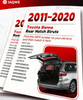 Premium Heavy Duty Rear Hatch Struts For Toyota Sienna 2011 Through 2020 Replacement Power Liftgate Gas Shocks, showing rear hatch.