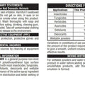 Label showing directions and precautions for Spreader Sticker Non Ionic Surfactant for Lawn Care and Fertilizers, usage and safety guidelines.
