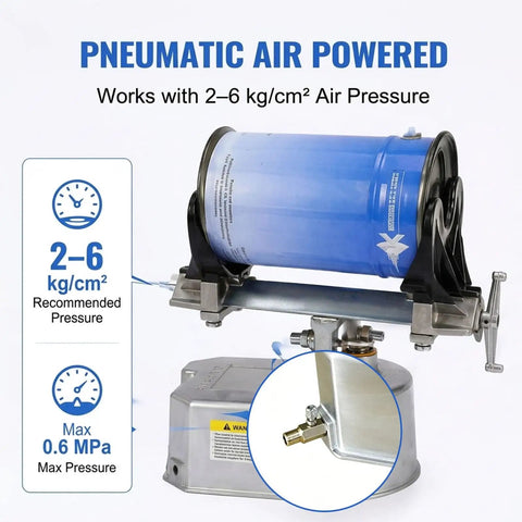 Air Driven Paint Can Mixer For 1 To 5 L Round And Square Buckets, Pneumatic Shaker With 30 Degree Oscillation And Adjustable Clamp System For Mixing Ink Adhesive And Coatings; blue metal unit