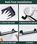 Installation process for Matte Black 6 Piece Stainless Steel Bathroom Hardware Set With 16 Inch Wall Mount Hand Towel Bar Toilet Paper Holder.