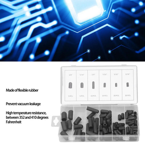 Pro Grade 80Pcs Vacuum Hat Plug Kit With Durable Rubber Caps 5 32 Inch To 3 8 Inch High Temperature Leak Proof Storage Box
