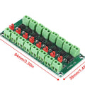8 Channel Optocoupler Isolation Board For Isolation Control And Voltage Conversion 3.6 To 30V Drive Module shown with dimensions