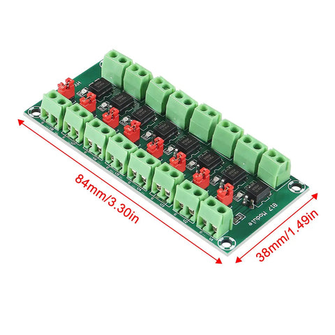 8 Channel Optocoupler Isolation Board For Isolation Control And Voltage Conversion 3.6 To 30V Drive Module shown with dimensions