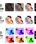 G1s RGB Video Light With App Control color and brightness adjustment examples on model, demonstrating LED effects.