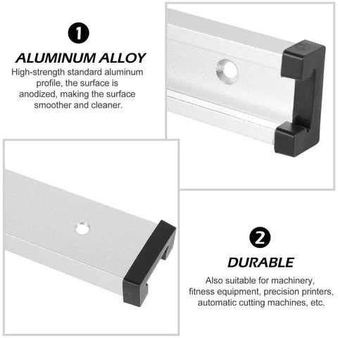 Heavy Duty Pro Grade Aluminum T Track Guide For Linear Motion 40 By 3 Cm T Slot Rail Silver For DIY Fitness Equipment And Automation Projects High Load Capacity Smooth Sliding Easy Mounting, silver aluminum rail with end caps