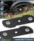 Two Pack Heavy Duty Edger Blade Seven And Three Quarters Inch By Two And Three Quarters Inch.090 Thick For Black And Decker LE750 EH1000 Type Five And Type Six Lawn Edger Replacement EB-007AL EB-007 243801-00 243801-02 40-519 243797-00 For Craftsman displayed with lawn edger in use