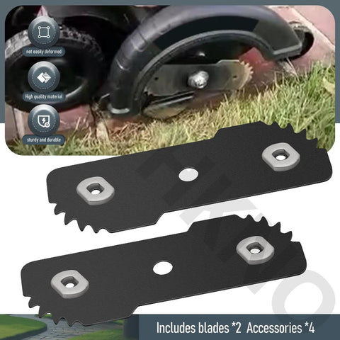 Two Pack Heavy Duty Edger Blade Seven And Three Quarters Inch By Two And Three Quarters Inch.090 Thick For Black And Decker LE750 EH1000 Type Five And Type Six Lawn Edger Replacement EB-007AL EB-007 243801-00 243801-02 40-519 243797-00 For Craftsman displayed with lawn edger in use