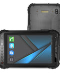 Bombproof 8 Inch Rugged Tablet Running Android 13 Industrial Workhorse With IP65 Waterproof Defense And Military Grade Toughness Featuring 8 GB Ram And 256 GB Storage Plus 4G LTE WiFi NFC GPS For Rough Sites, showcasing tablet front and back design.