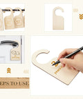 Hand writing on a Wooden Closet Divider Set With Marker Pen, 24 Blank Size Dividers For Home And Nursery Clothes.