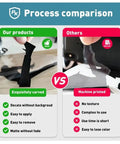 Process comparison of steam train wall sticker: carved vs. printed, showing ease, texture, and durability differences.