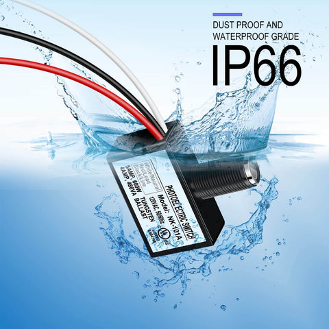 4 Pack 120V AC Photoelectric Switch Light Sensor with Waterproof IP66 Rating in Water Demonstrating Durability and Outdoor Use