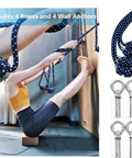 Wall Mounted Yoga Rope Kit For Deep Stretching And Spinal Mobility Posture Support Back Shoulder Hip Tension Relief Home Or Studio Practice Easy Setup Pro Grade Durable Anchor System, 4 ropes and 4 wall anchors, purple