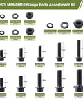 Metric Flange Bolt Kit 296Pcs M6x1.0 M8x1.25 M10x1.5 Hex Bolts Nuts Washers Serrated Flange Nuts Lock Washers Flat Washers Set