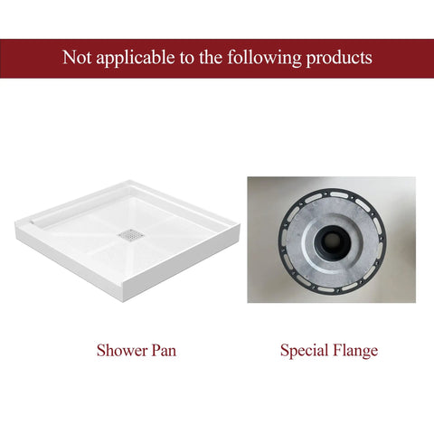 Shower pan and flange not applicable for Square 4 Inch Shower Drain With Flange And Removable Quadrato Pattern Grate In Matte Black Stainless Steel 304
