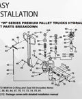 Illustration of Jet W pallet truck hydraulic unit parts showing O-Ring placements for Pro Grade O Ring Seal Kit For Jet W Pallet Jack Hydraulic Unit Replaces PT2748W PT2748LW PT2748L And Variants Fixes Leaks Boosts Load Lifting Smoothness Quiets Groans Easy Install.