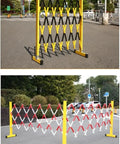 Flexible Expandable Safety Fence With Smooth Rolling Casters For Crowd Control And Room Dividing in yellow and black color.