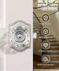 Clear Octagon Crystal Glass Door Knob Kit With Keyless Passage Handle For Hallway, Closet, Pantry, Satin Nickel Arched Rosette