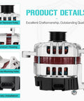 Plug-And-Play Alternator Replacement For Chevrolet Aveo Suzuki Swift 1.6L 2004-2008 Pontiac Wave 1.6L 2005-2008 Aveo5 2006-2008 Bolt-On Fit With ADR0337 96540542 96838439 96954113 400-12215 8483 22019 aluminum housing and components