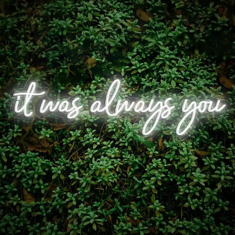It Was Always You neon LED tube sign on greenery, 60cm, indoor decor; Neon Sign It Was Always You LED Tube 60cm For Bachelorette Party Birthday Wall Decor Bar Home Room Wedding Gift Instagrammable Party Light Perfect For Photos Gift Idea Indoor Use Energy Efficient LED Tube Light