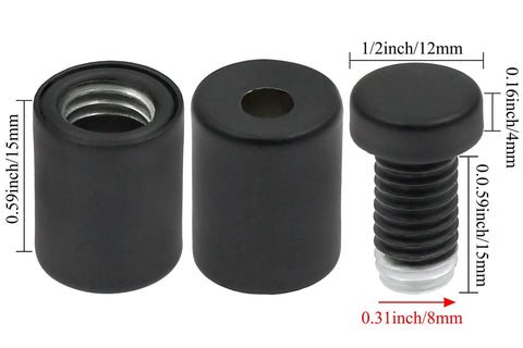 Gnarly Grip Stainless Steel Standoff Screws With Dope Black Finish Badass Wall Display Hardware For Acrylic Panels And Wooden Tables Includes Twenty Four Premium Support Pillars - black steel pillars with detailed size measurements