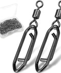 Fast Change Fishing Clips Set With Barrel Swivels And Quick Release Clips Snaps Ez Clip Tackle for Easy Lure Attachment Black