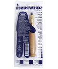 Zero Drama Hand Screw Punch Tool Body With Replacement Blade For Leather And Fabric Crafting on packaging with instructions.