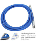 Flexible Silicone Steam Hose 9.8ft High Temperature High Pressure Steam Tube For Irons, blue coiled hose with metal connectors