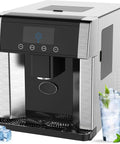 Heavy Duty Countertop Ice Maker With Two In One Cold Water Dispenser and Quick Chill Tech, stainless steel, compact design.