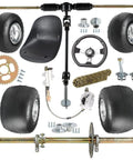 32 Inch Complete Go Kart Rear Axle Kit With 5 Inch Wheels Front Steering Assembly Brakes 420 Sprocket And Seat For DIY Go Kart ATV Quad Trike Buggy Build