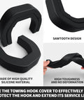 RAM 1500 Towing Hook Cover With Custom Fit For 2019 To 2025 Paired With A 2 Inch Trailer Hitch Receiver Cover That Wont Fall Off Durable Black Finish Built For Daily Washes And Rough Roads, silicone material, sawtooth design and flexibility demonstration.