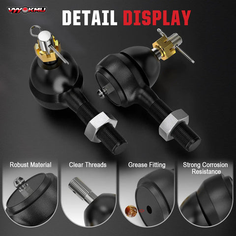 Club Car DS Tie Rod Ends Kit with grease fitting, robust material, clear threads, strong corrosion resistance